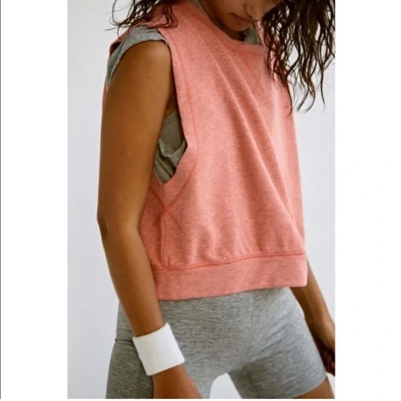 Free People Movement NWT Kick It Muscle Tank Crop Hot Watermelon Warmup Top - Picture 1 of 11